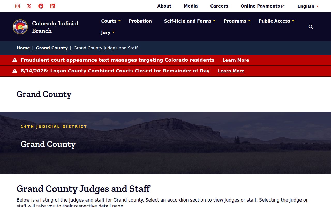 Grand County court docket Clerk of Court staff directory