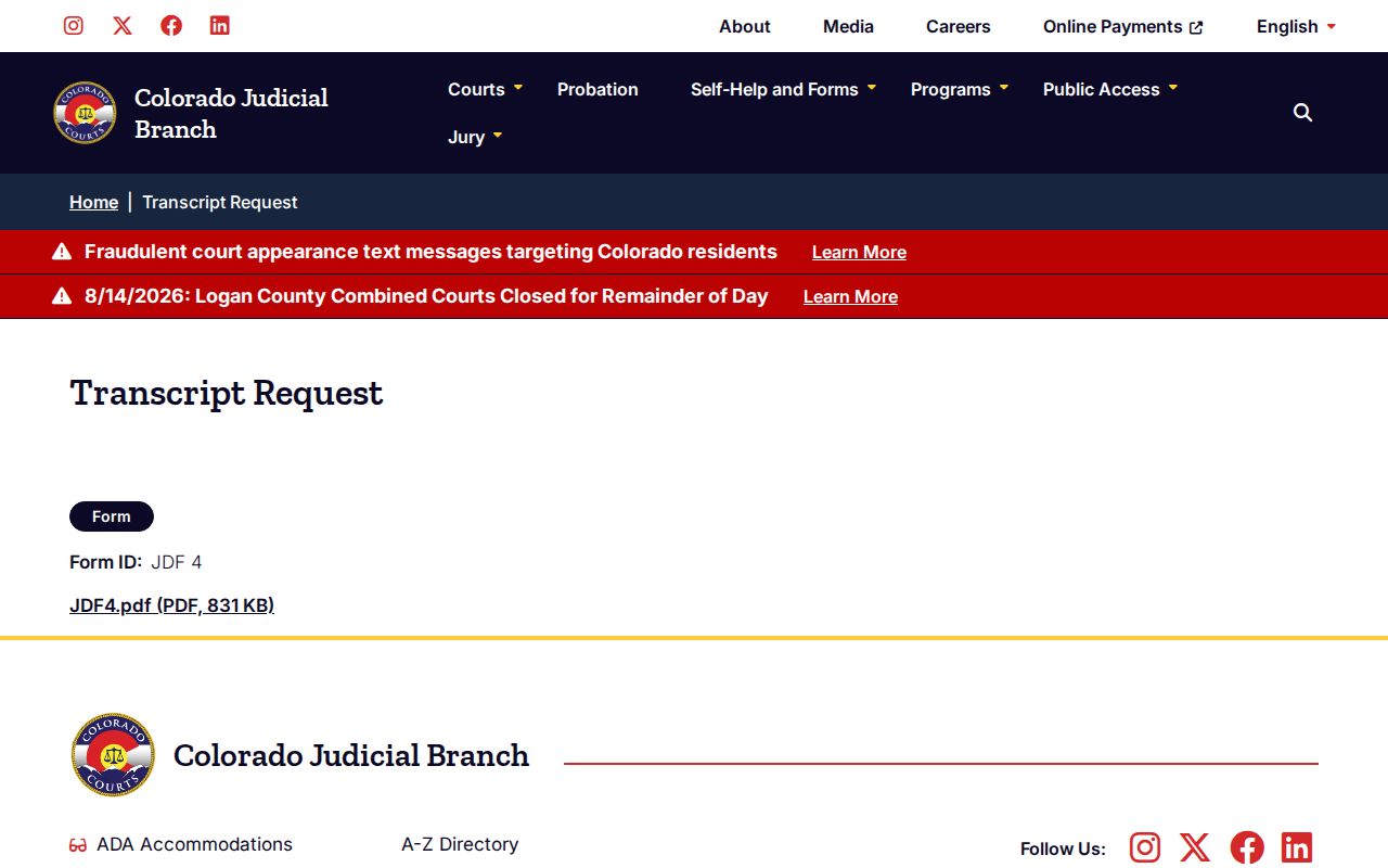 Grand County court records official proceeding transcript request