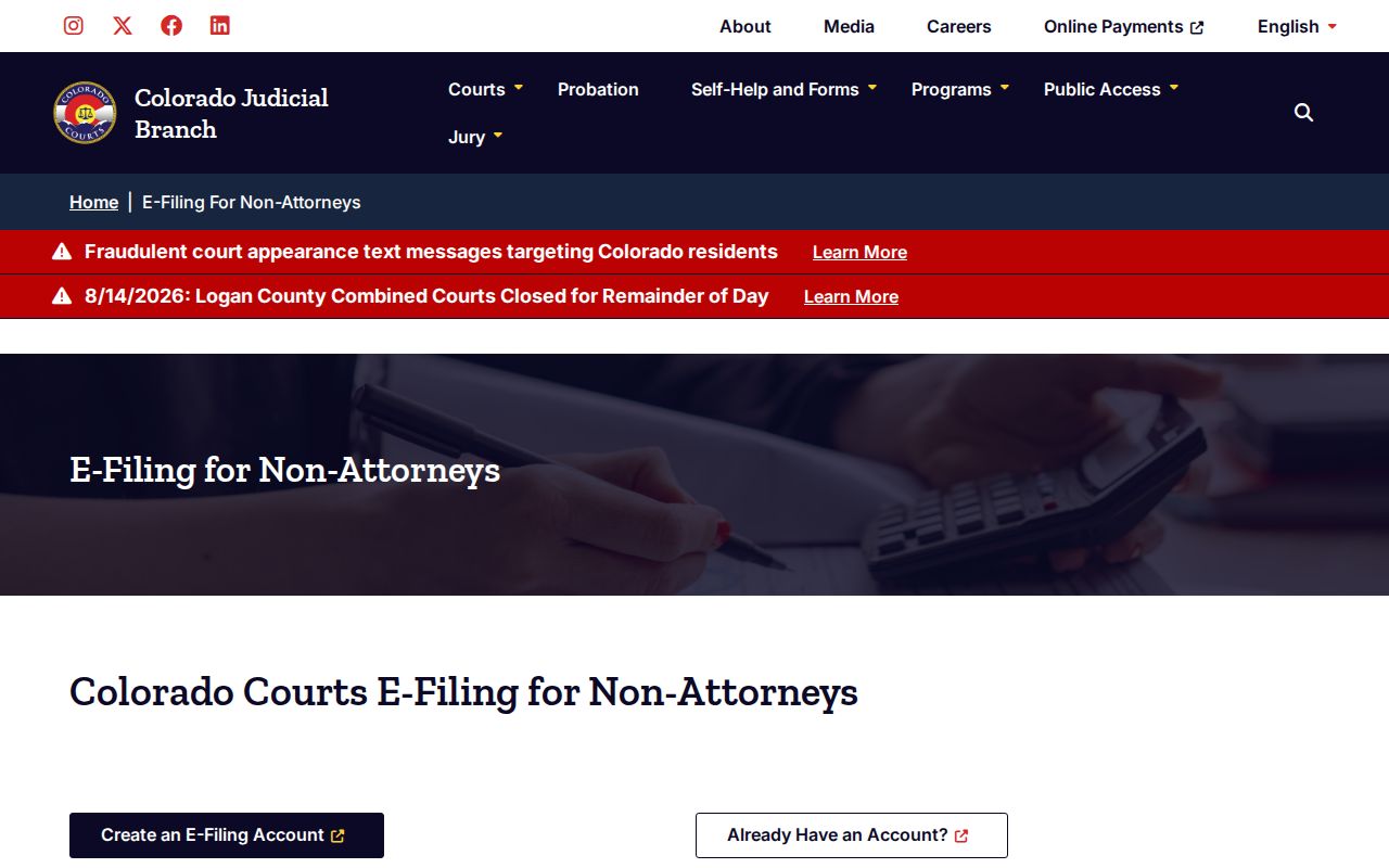 Grand County court case records self-represented e-filing access