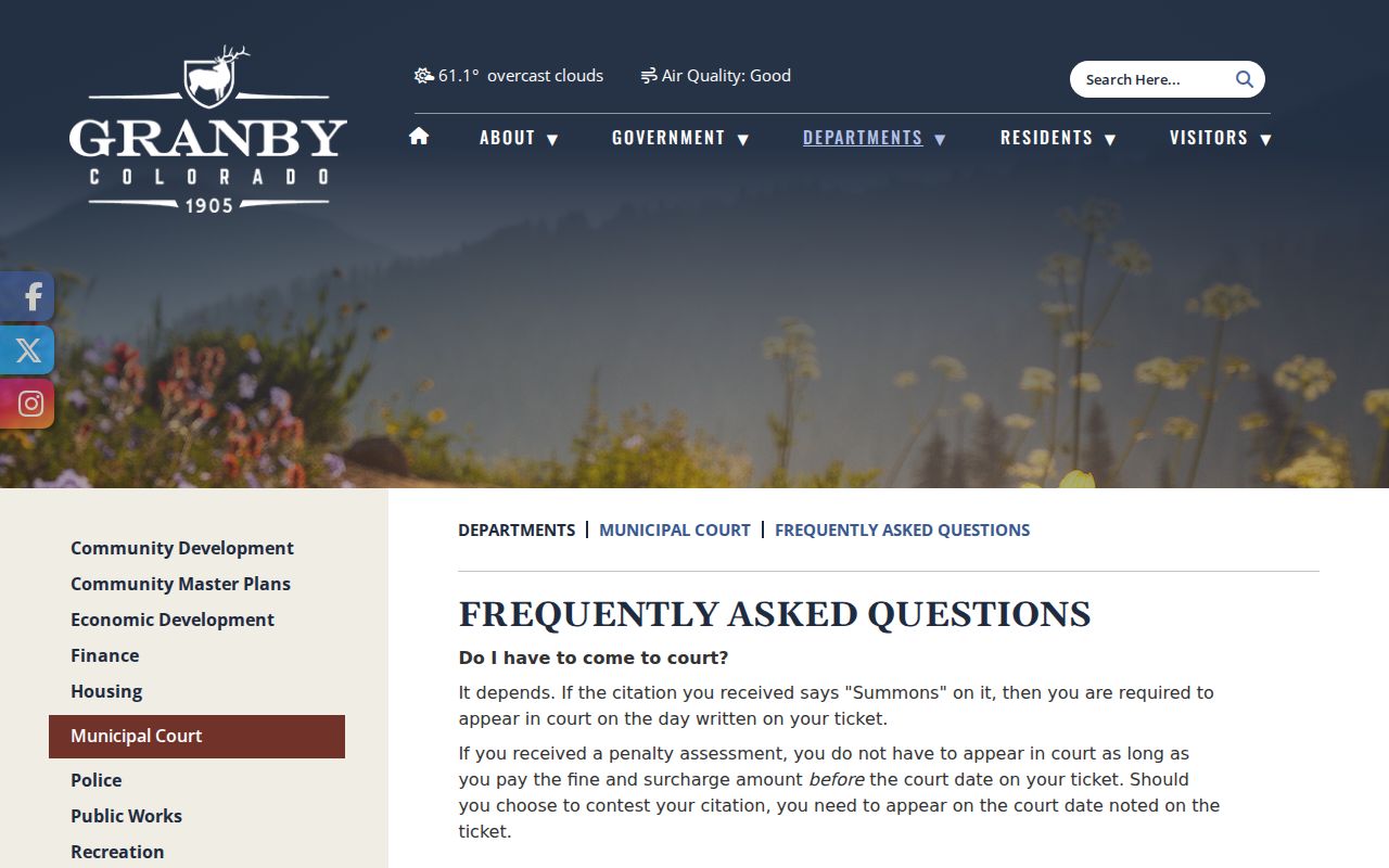 Granby court records arraignment and court procedures