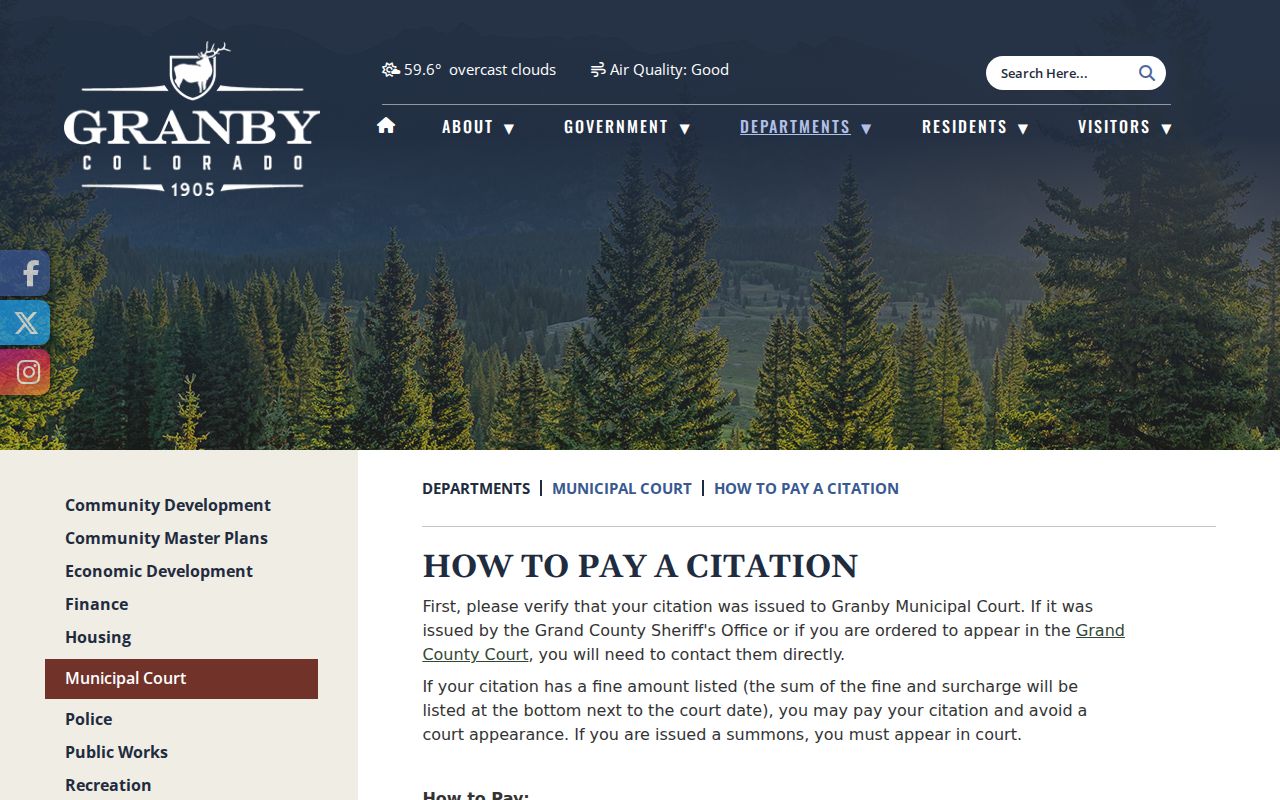Granby court records citation payment channels