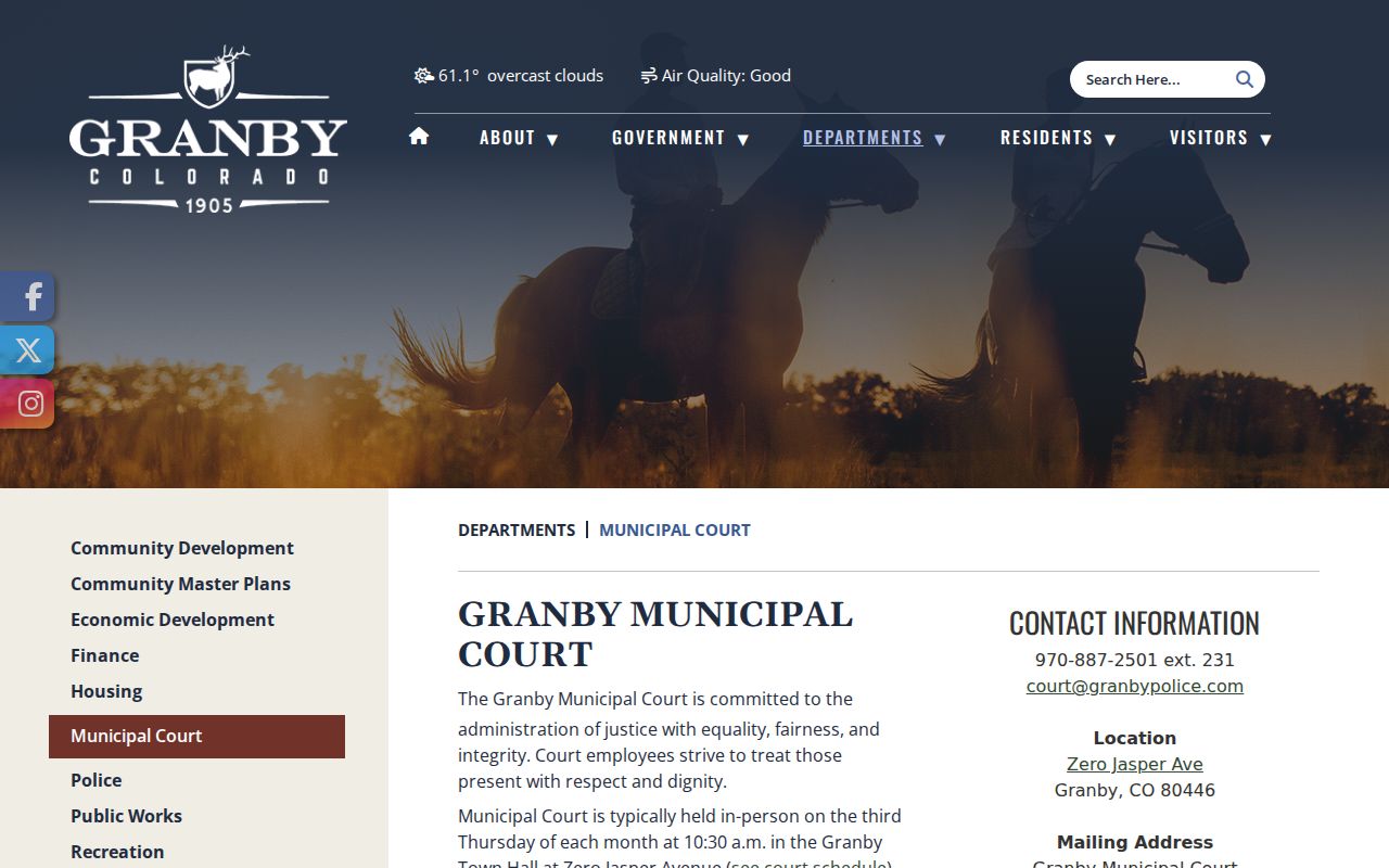 Granby court records official Municipal Court page