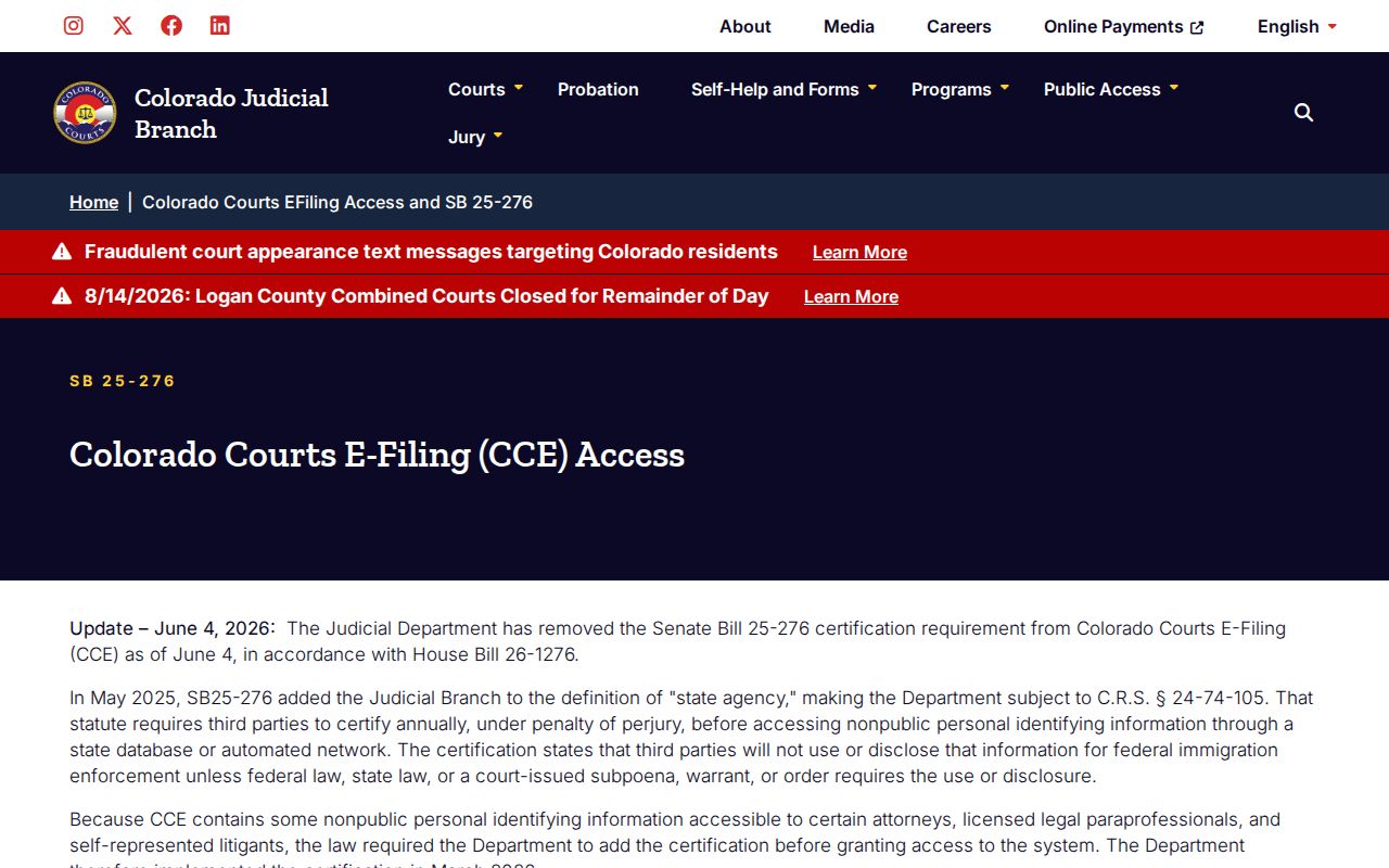 Grand County traffic court records Colorado e-filing access update
